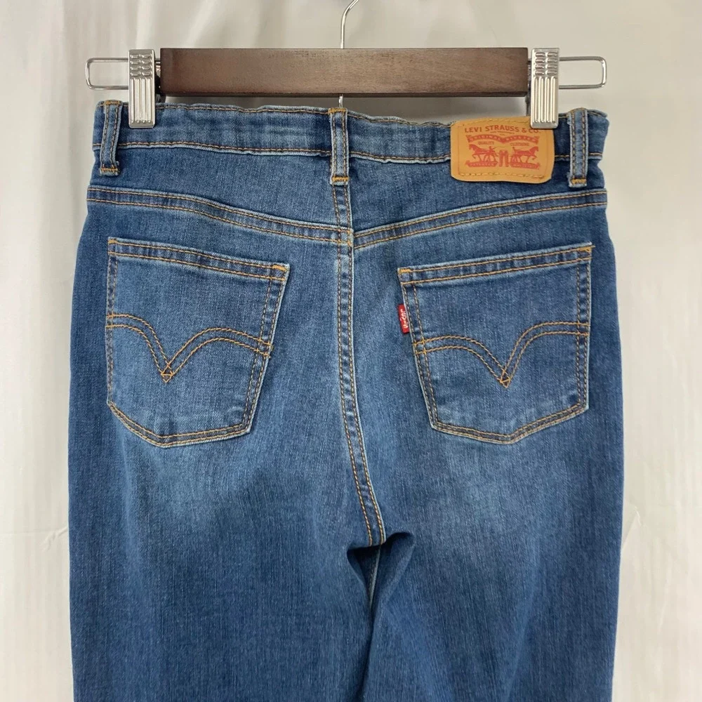 Levi's 720 High Rise Super Skinny Jeans Girls 14 Blue Dark Wash Adjustable Waist